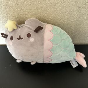 Gund Pusheen Mermaid w/Star Plush Stuffed Animal Cat Green Pink Grey 13”